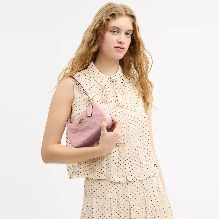 Coach Mini Teri Pink Denim Small Shoulder/Crossbody Bag Gold Hardware Strap
