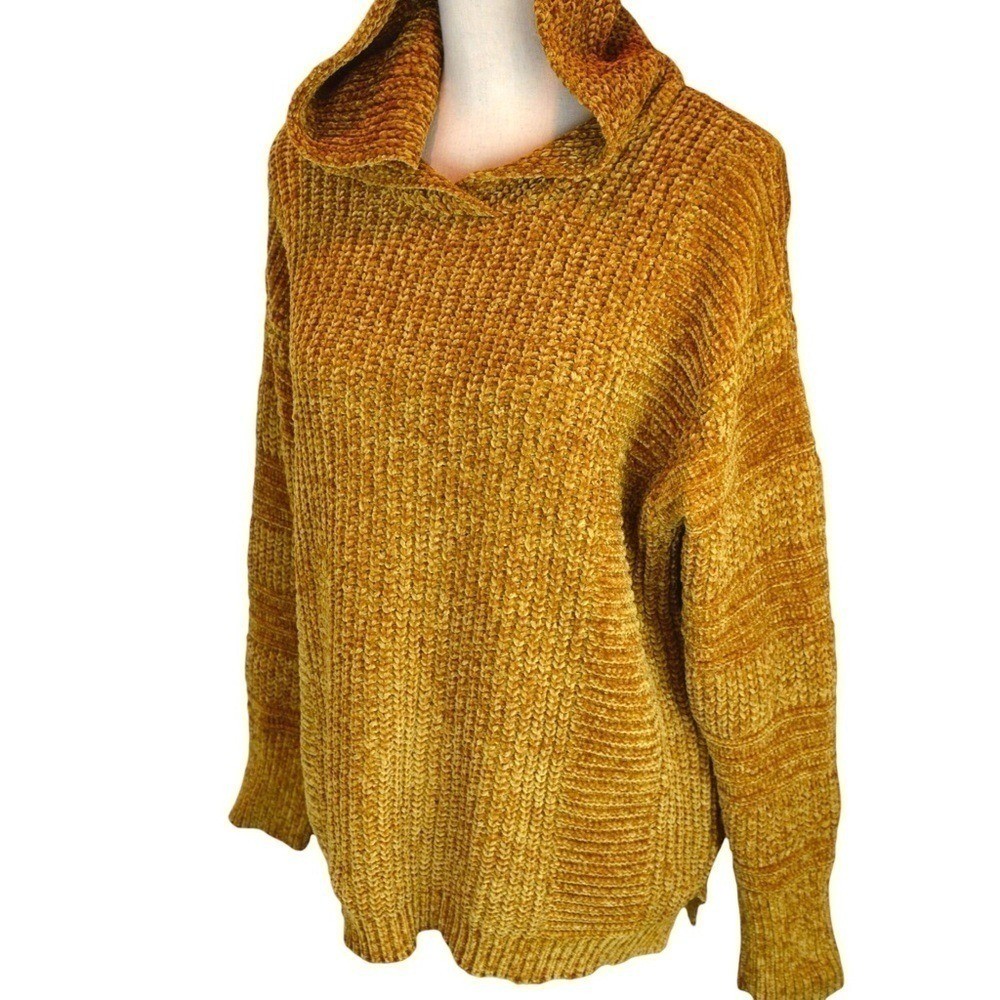 PLEIONE Chenille Super Soft Cozy Knit Oversized Hoodie, Burnt Umber – Size Small