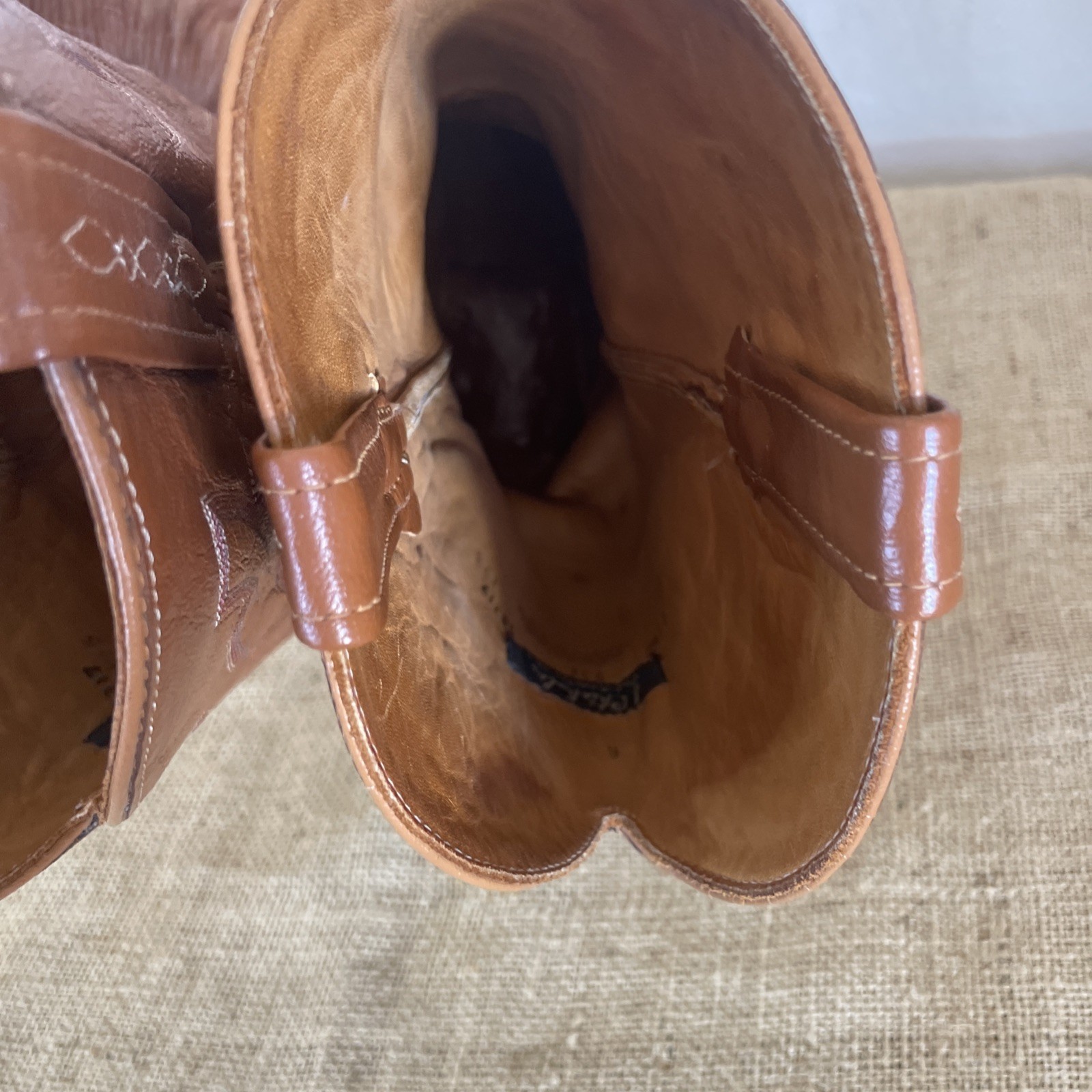 VTG J Chisholm Men Size 11.5D Full Quill Ostrich Leather Cognac Cowboy Boots USA