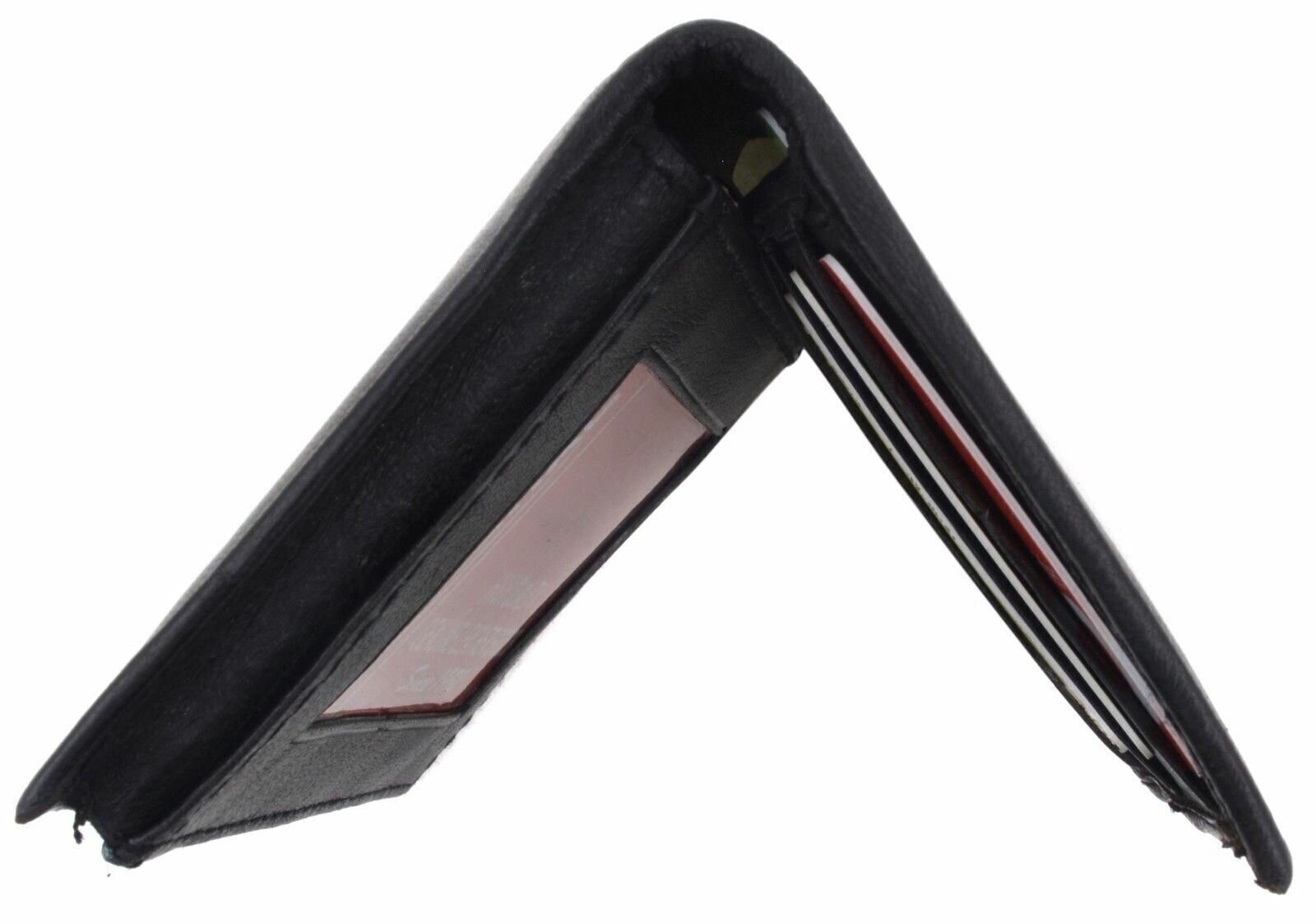 L-Shape Flap Up Lambskin Leather Wallet with ID and Credit Card Slots Mens