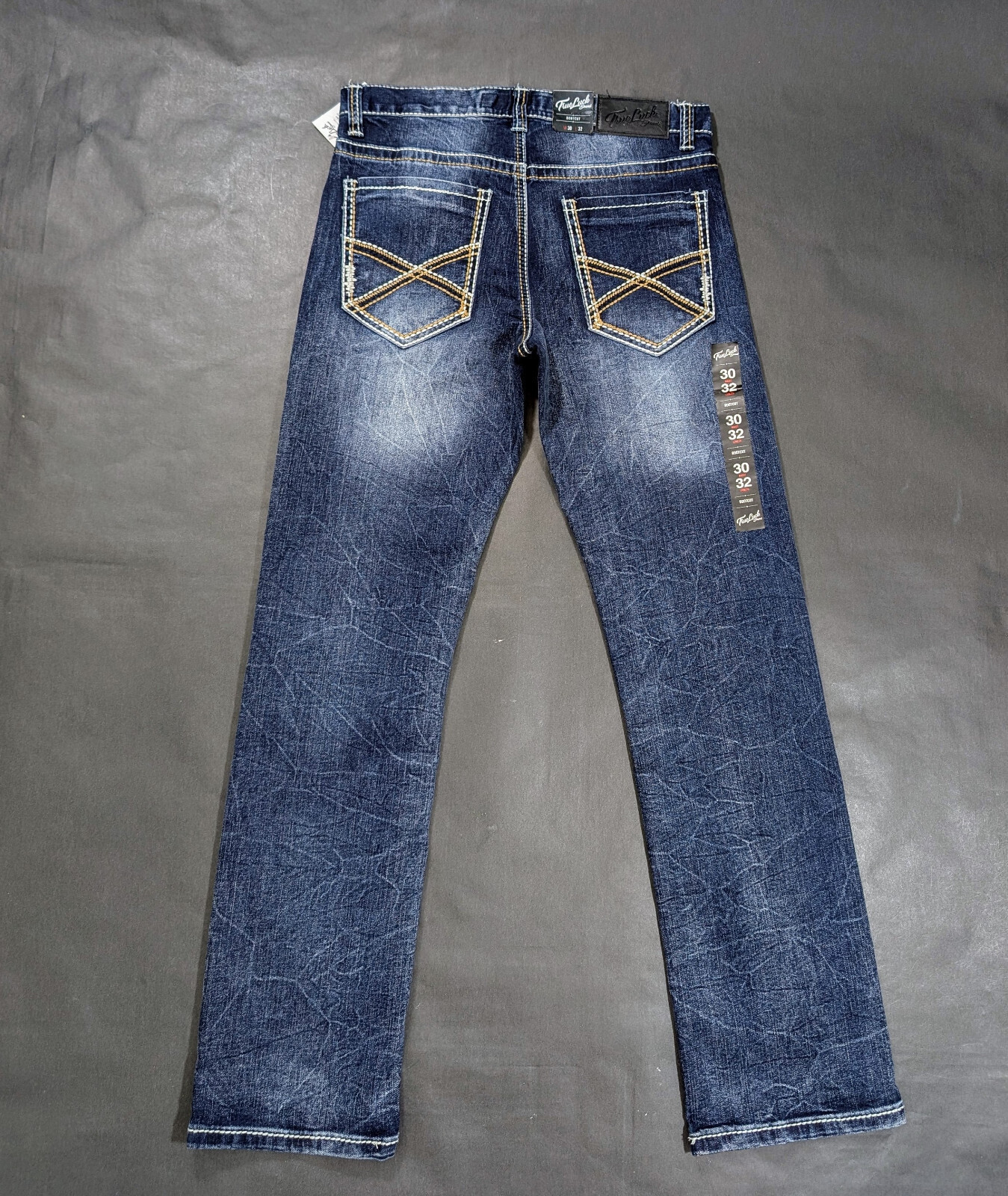 True Luck Men’s Classic Stretch Bootcut Jeans Pants 30×30 36×32 34×30 Stitch