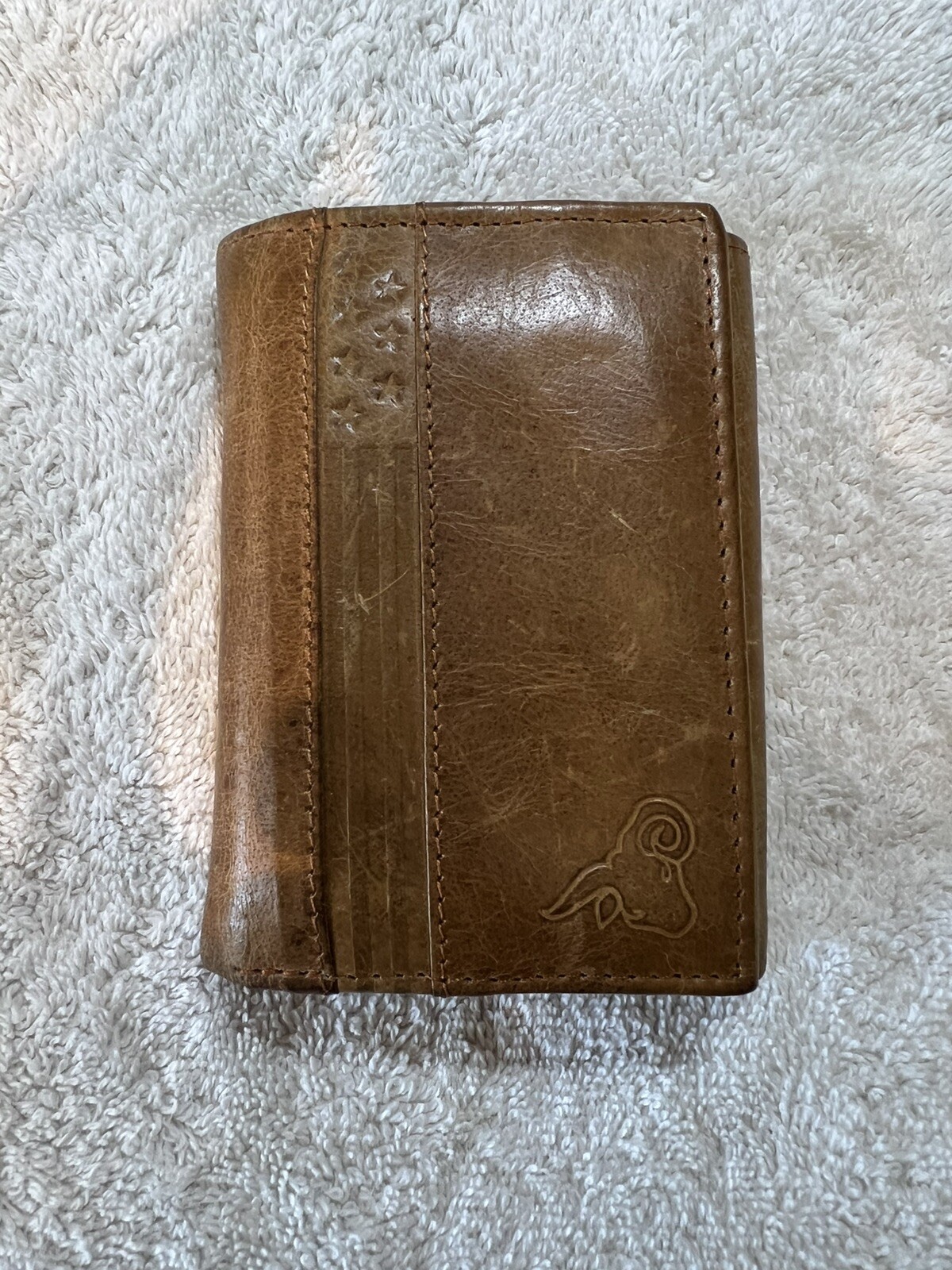 Cavelio Genuine BROWN TAN Leather Trifold Badge Wallet police fire marshall