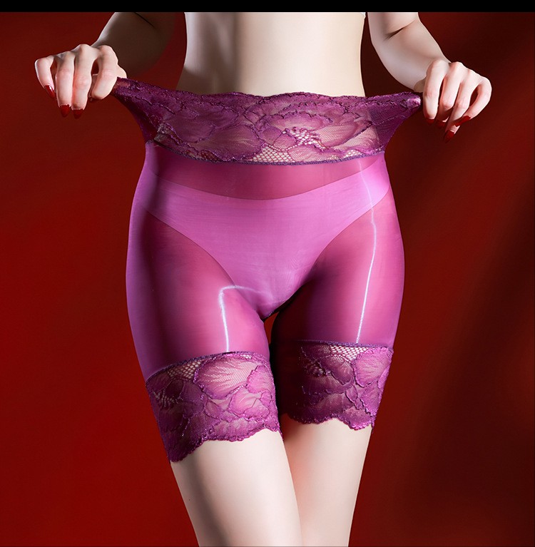 Oil Glossy Shiny Lace Sheer Transparent Underwear Seamless Elastic Panties Brief