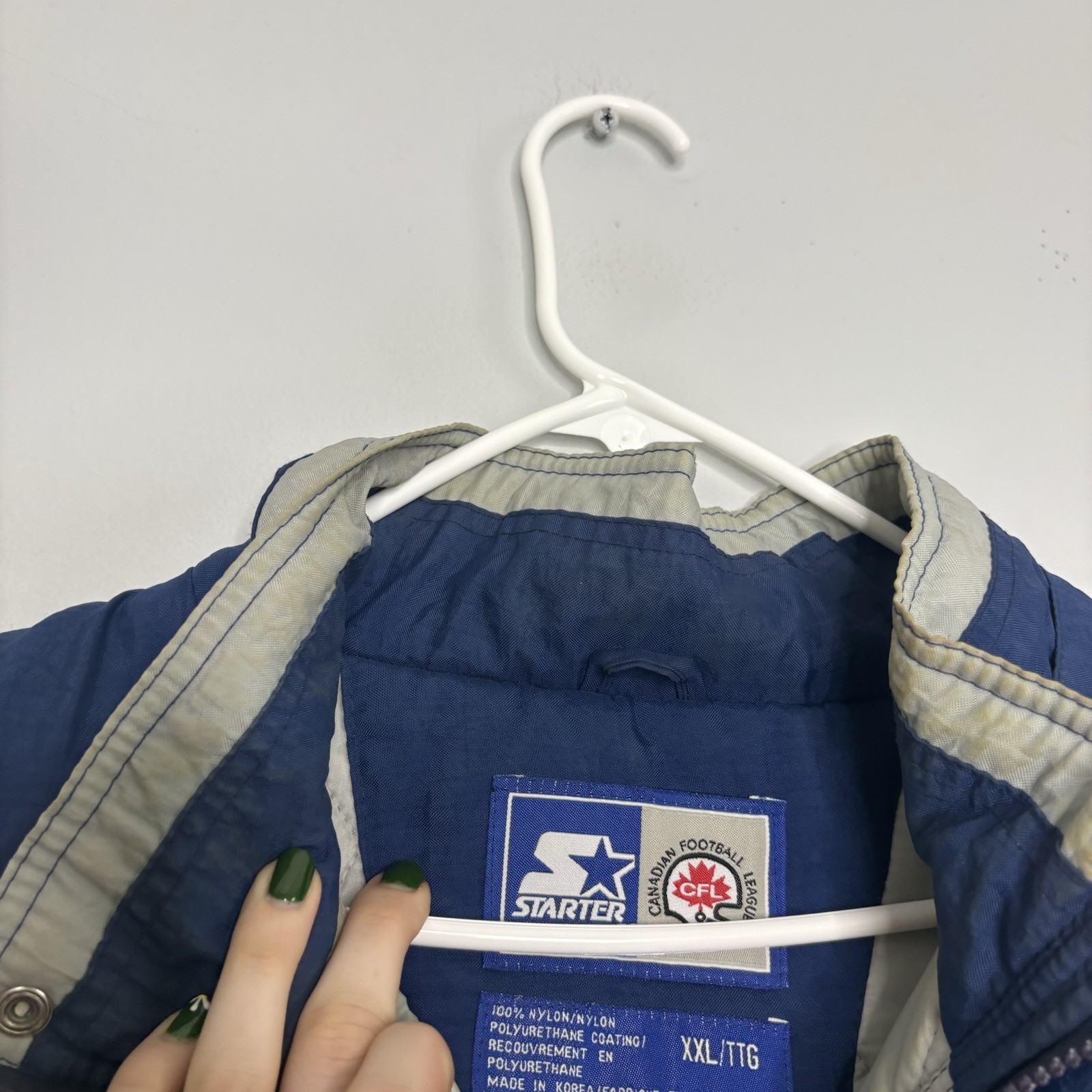 Vintage 90s Toronto Argonauts CFL Puffer Starter Jacket Size 2XL Full Zip