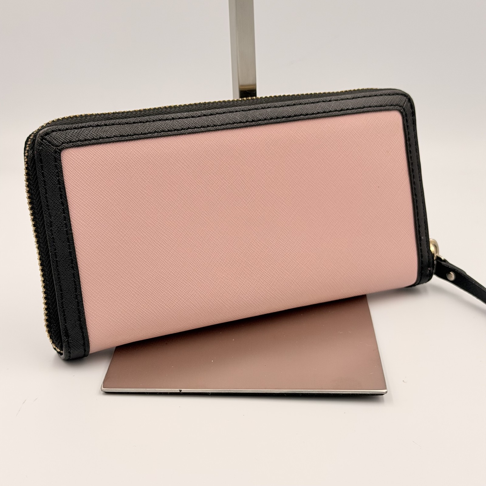 Kate Spade Long Wallet Leather Black Pink Bifold Purse Vietnam Women Authentic