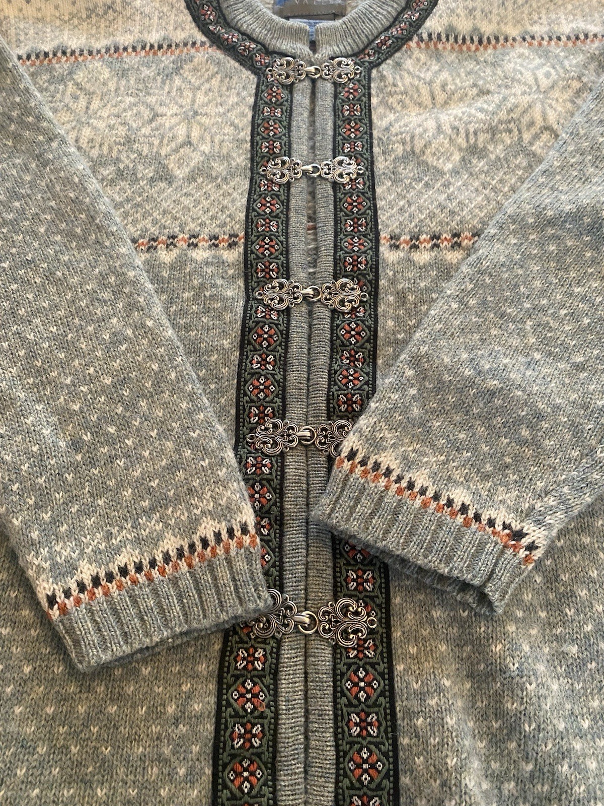 SQAW VALLEY CARDIGAN SZ SMALL WOMENS 100% WOOL FAIRISLE VINTAGE MUST SEE DETAILS