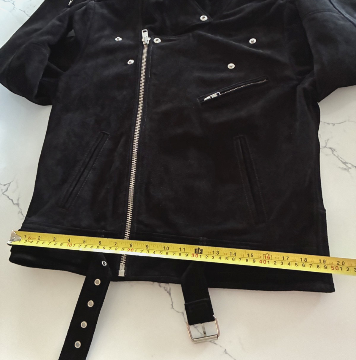 Rolla’s Black Suede Leather Moto Biker Jacket Size L Belted YKK Zip Lined