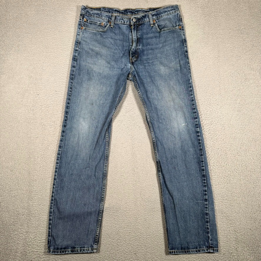 Levis Jeans Mens 38×32 Blue 505 Straight Fit Denim Casual Logo Preppy 5 Pocket