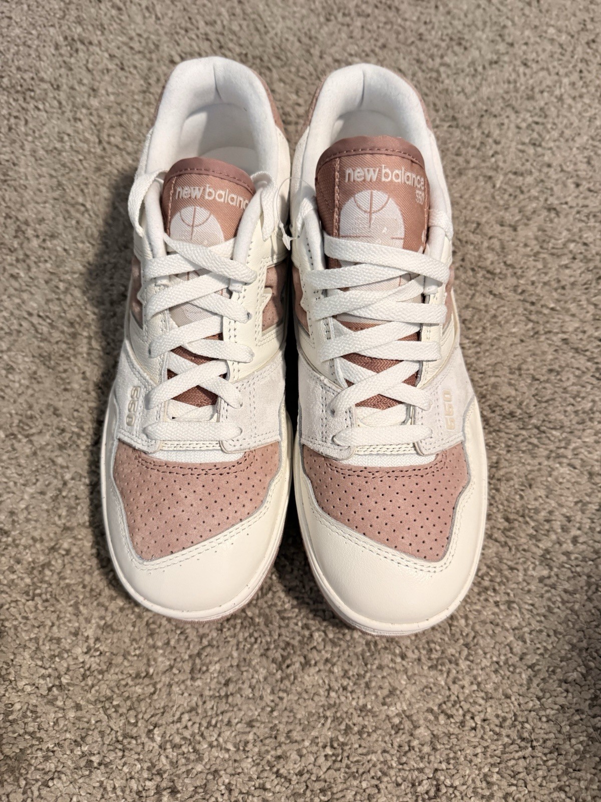 New Balance 550 Sea Salt/Landslide Low Top Lace-Up Leather Sneakers Rubber