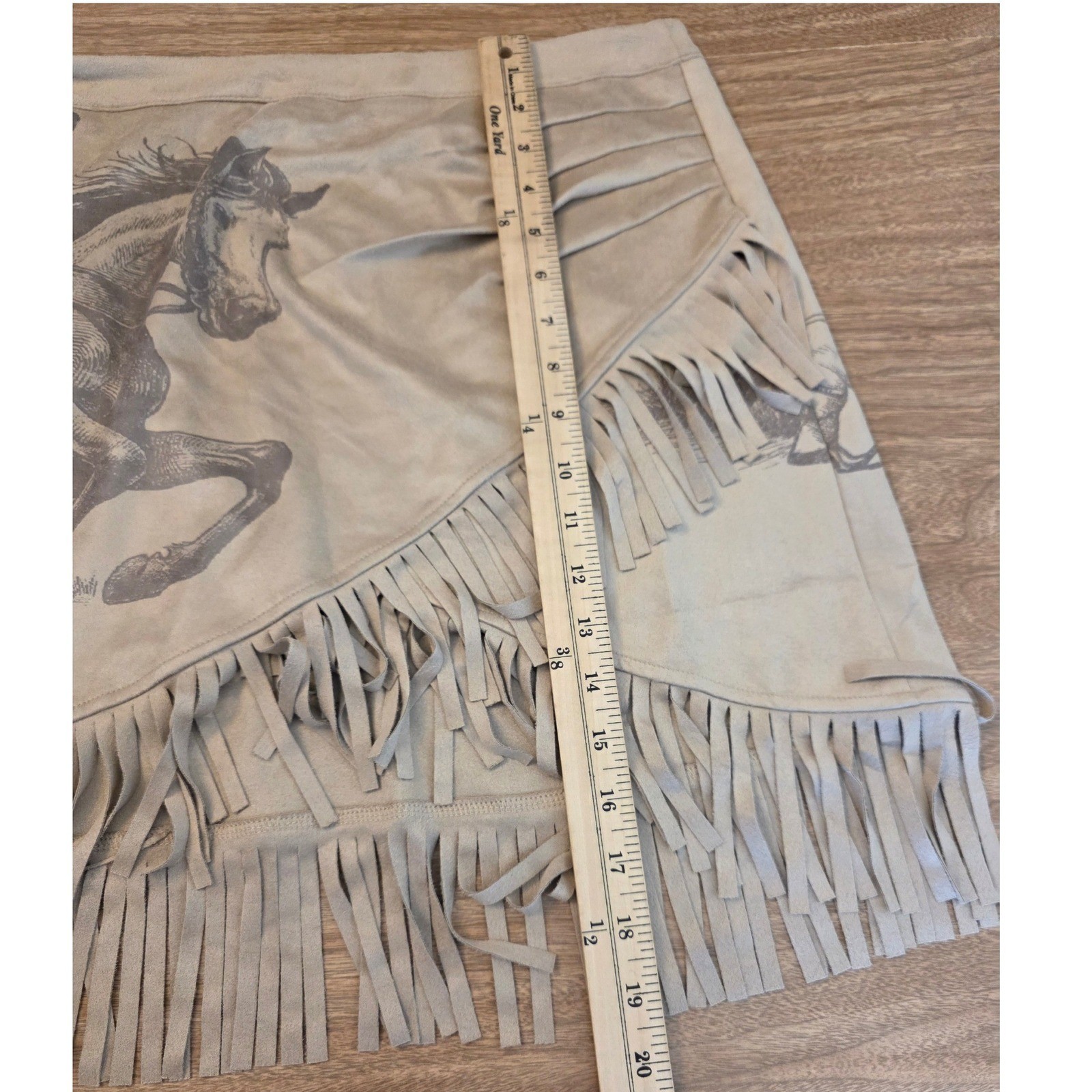 Lucky & Blessed Large Faux Suede Fringe Tassel Cowgirl Short Skirt Western New