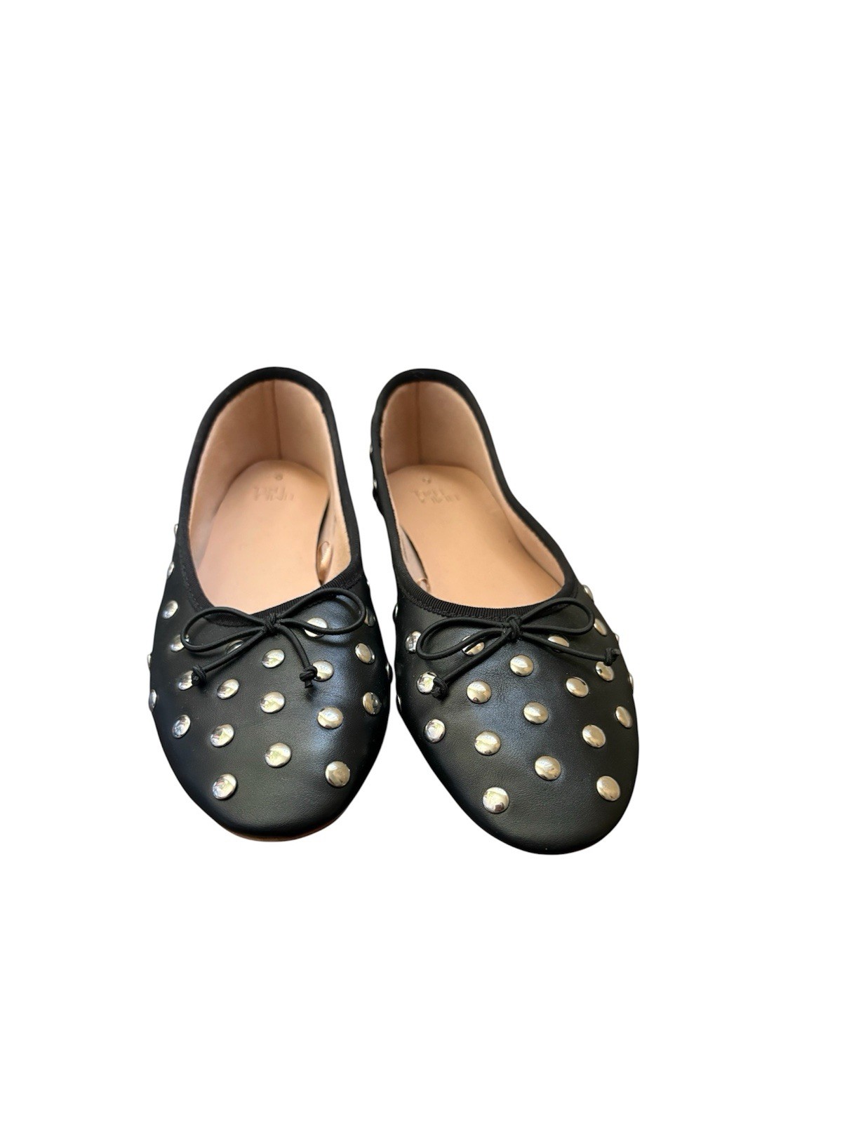 Time and Tru Silver Studded Black Ballet Flats Size 6