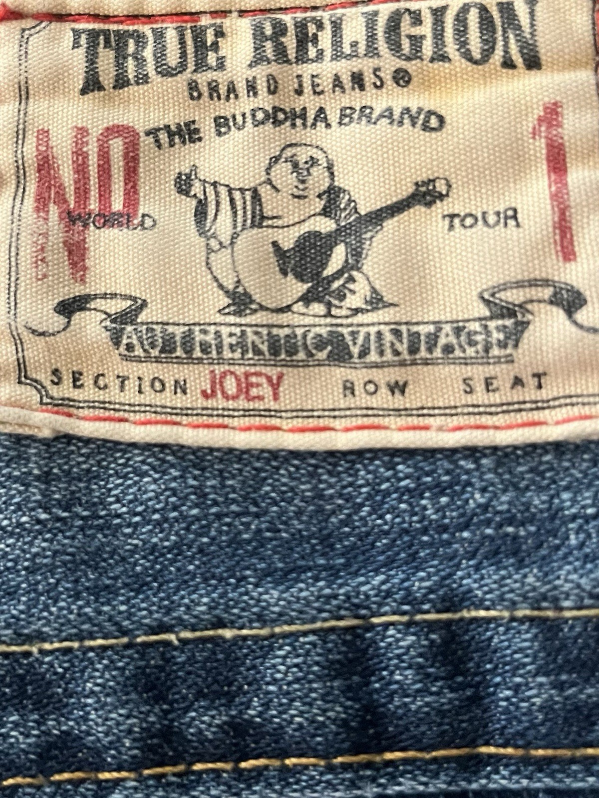 True Religion Joey Jeans First Edition Thick Stitch Size 26 Y2K Distressed