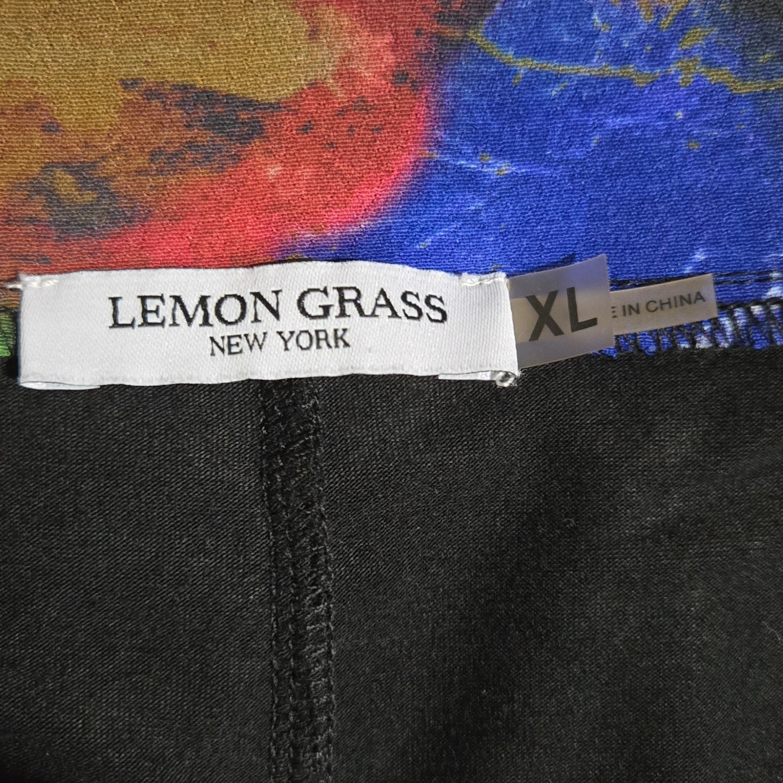 Lemon Grass NY Wearable Art Abstract Vibrant Colorblock V-Neck Tunic Top size XL