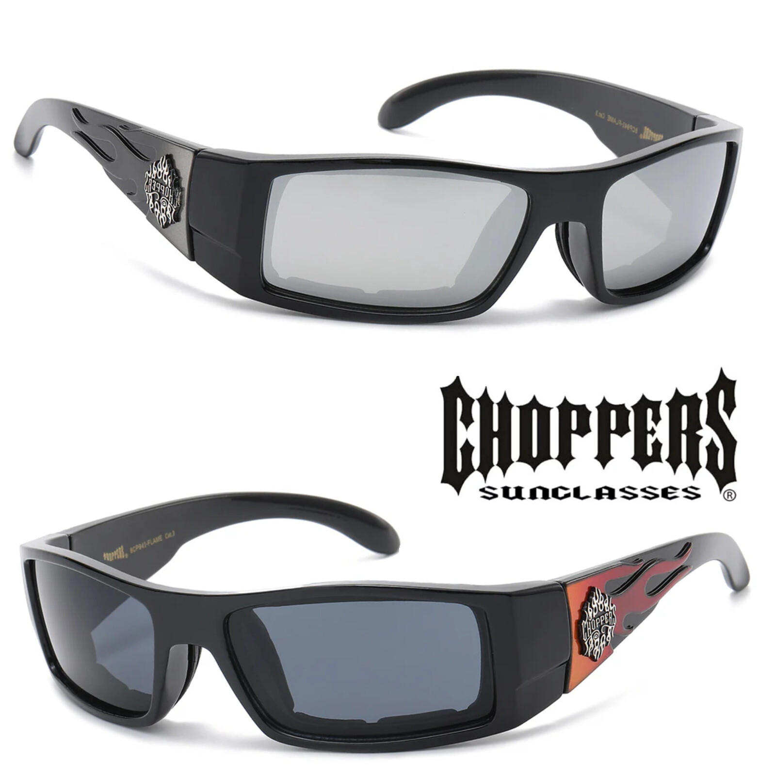 Choppers Padded Foam Wind Resistant Clear Sunglasses Motorcycle Riding Glasses