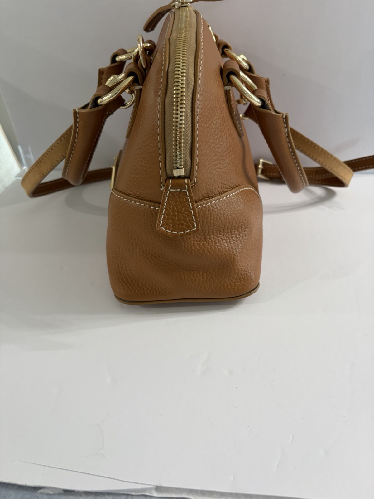Dooney & Bourke Lucca Leather Satchel In Caramel W/Matching Lucca Flap Wallet