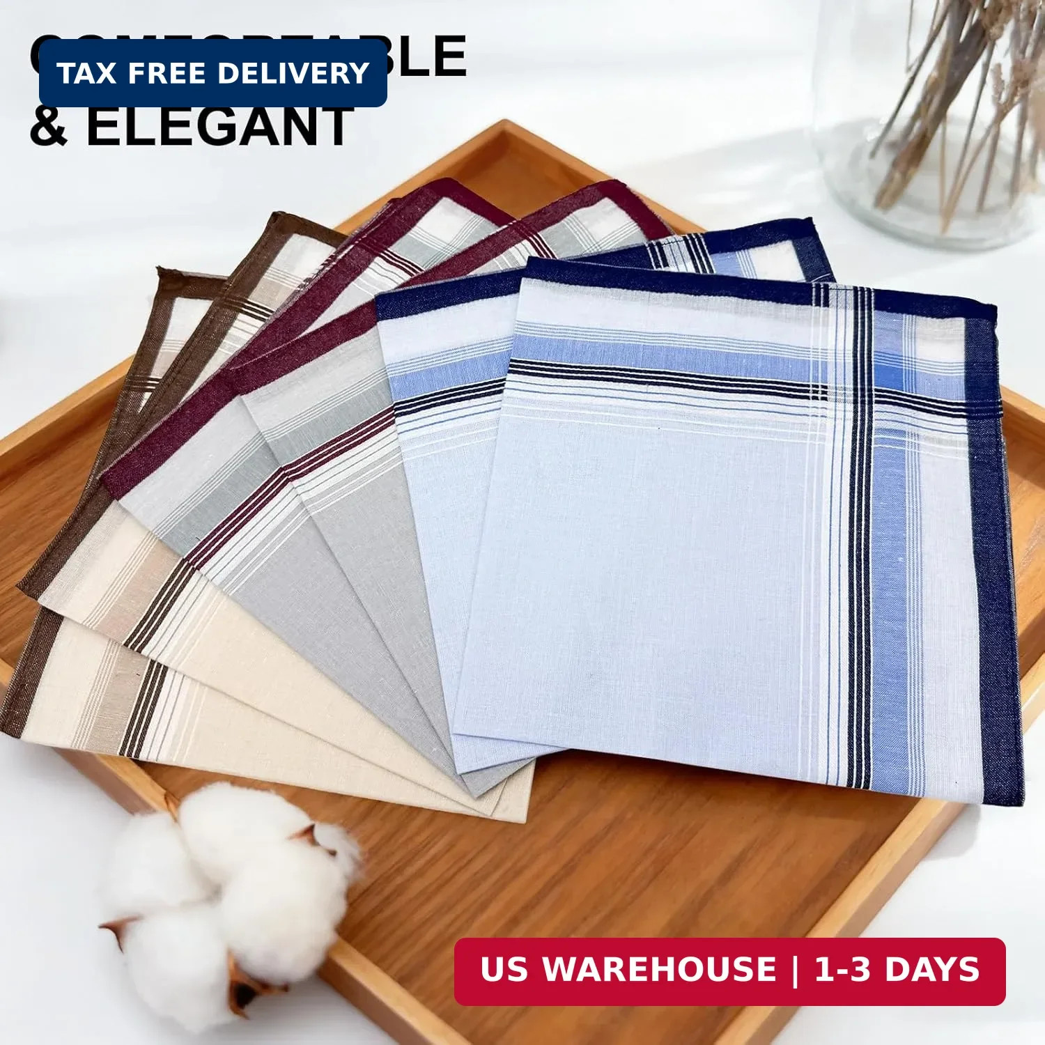 6 Pack Men’s Handkerchiefs, 100% Soft Cotton 16×16 Inch Checkered Pocket Squares