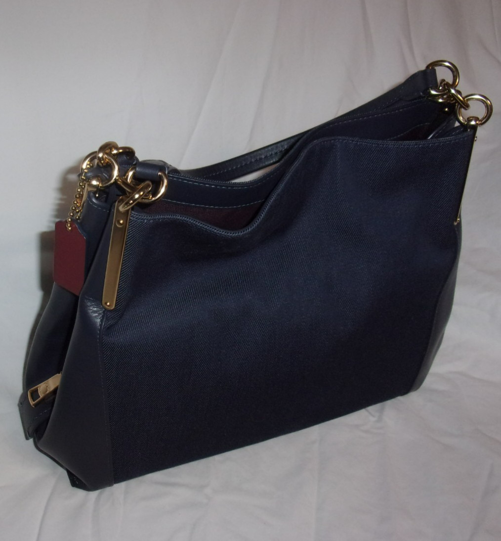 Coach Lori C0670 Shoulder Bag in Deep Navy Soft Leather &Canvas