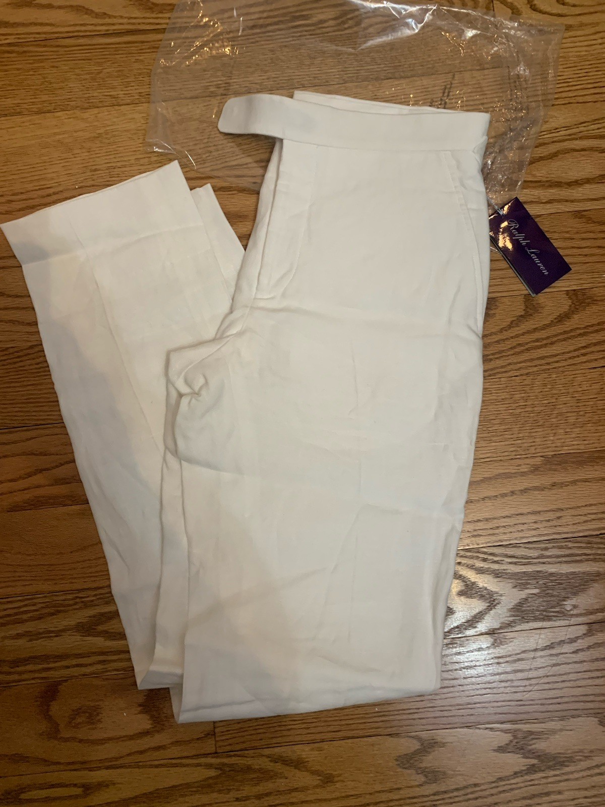 NWT Ralph Lauren PURPLE LABEL LINEN TROUSERS 30×34 SIDE TABS WHITE ITALIAN Pants