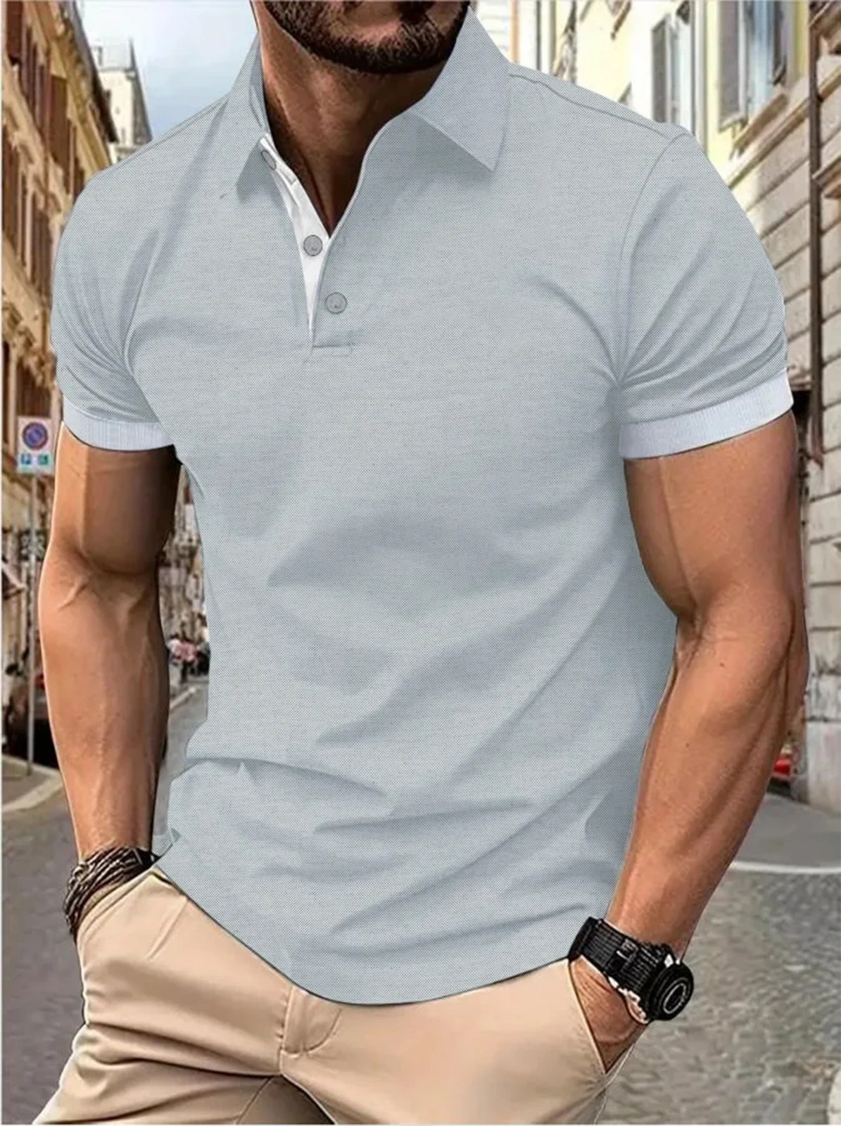 Men’s Trendy Short Sleeve Polo Shirt Casual T-shirt Tee Summer Fashion Gym Gift