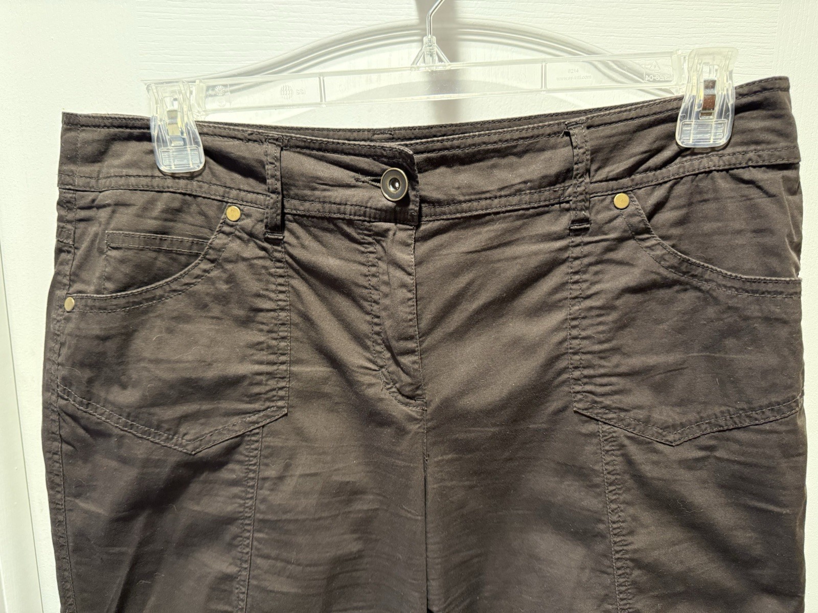 Style & Co Womens Brown Stretch Capri Pants Size 14