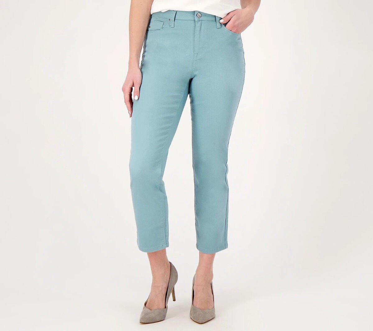 Laurie Felt Regular Wave Denim 5 Pocket Crop Straight Jeans 28W Blue A282085