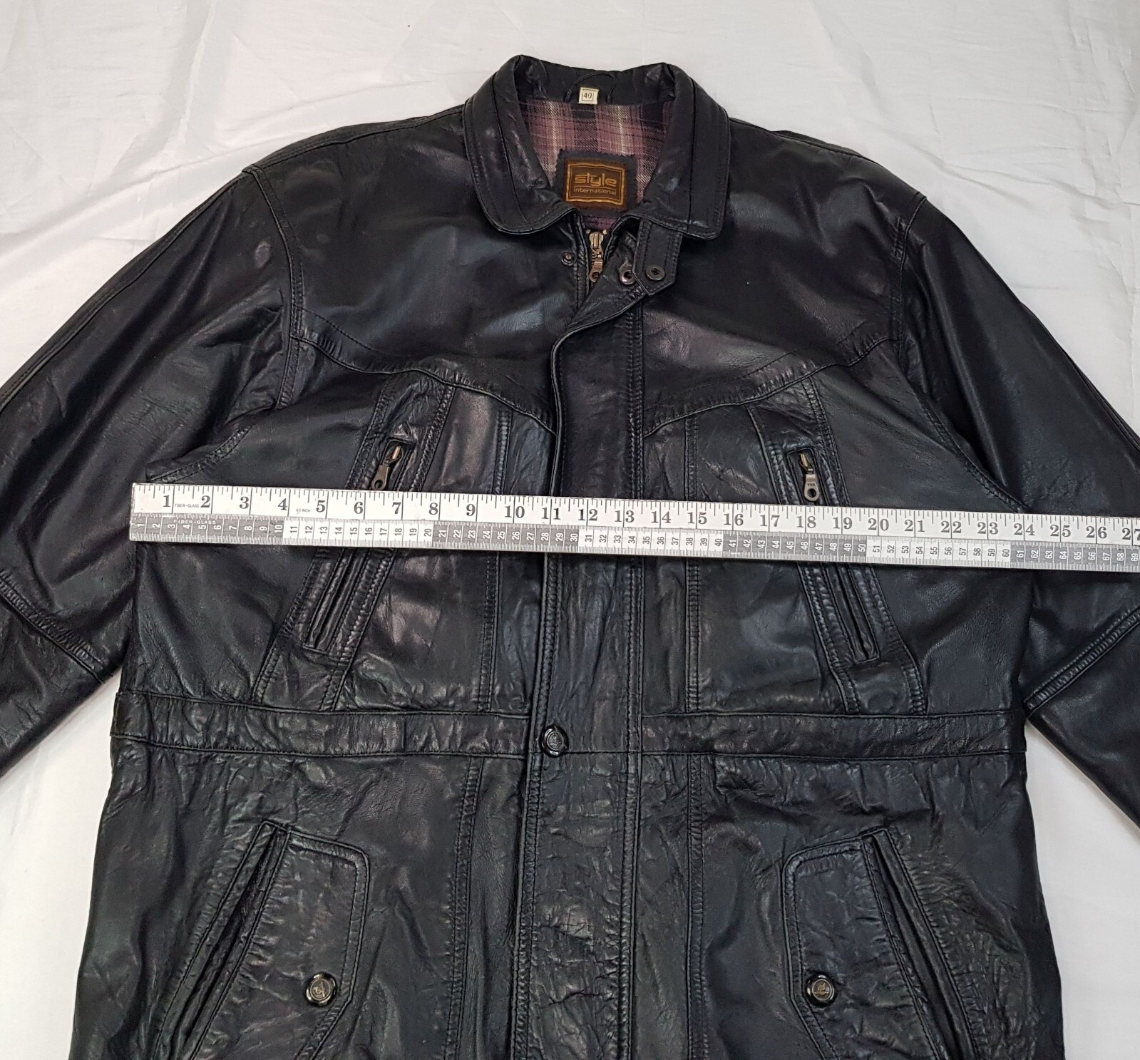 STYLE INTERNATIONAL SIZE XL MENS BLACK GENUINE LEATHER PARKA JACKET BIKER COAT