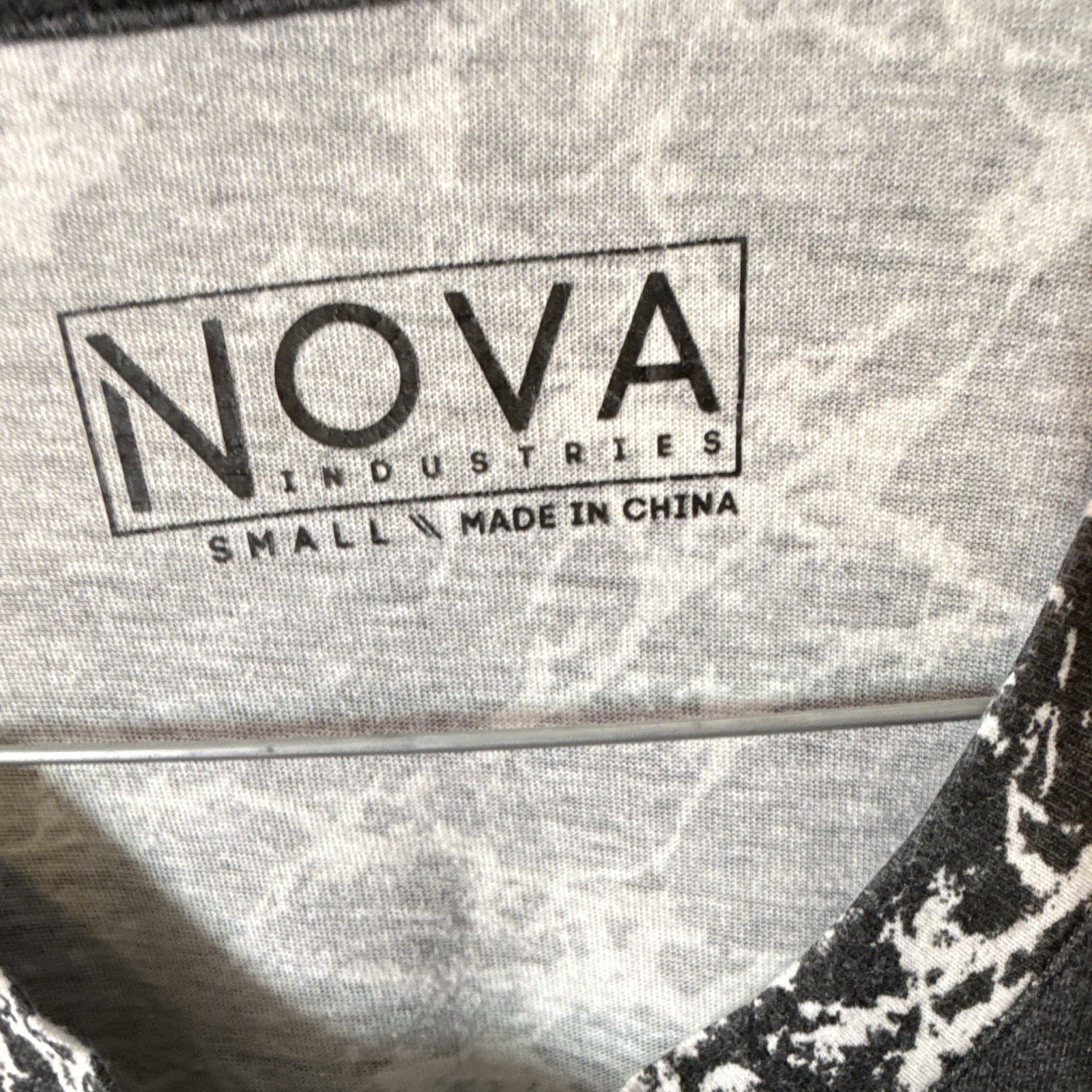 NOVA Men’s Black White Marble Print Crew Neck Short Sleeve T-Shirt Size S