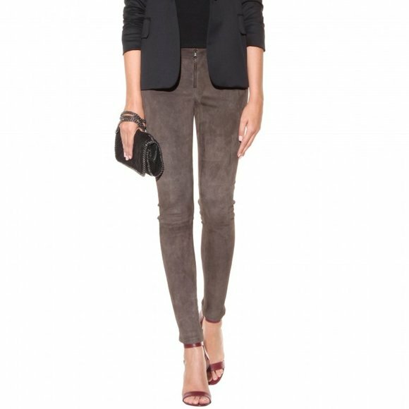 NEW Alice + Olivia Alice + Olivia Zip Front Suede Leggings Size 4 #P1579