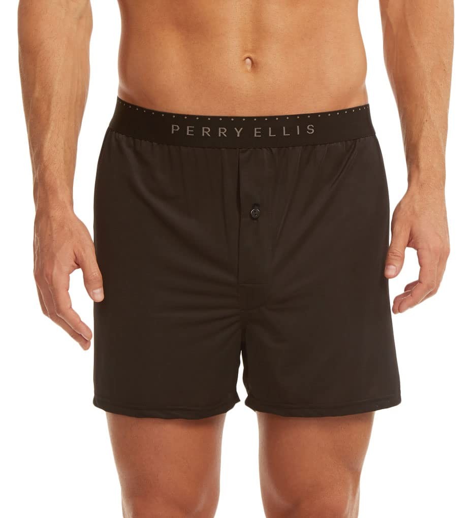 Perry Ellis Men’s Tailored Soft Luxe Solid Boxer Briefs Underwear – Lightwei…