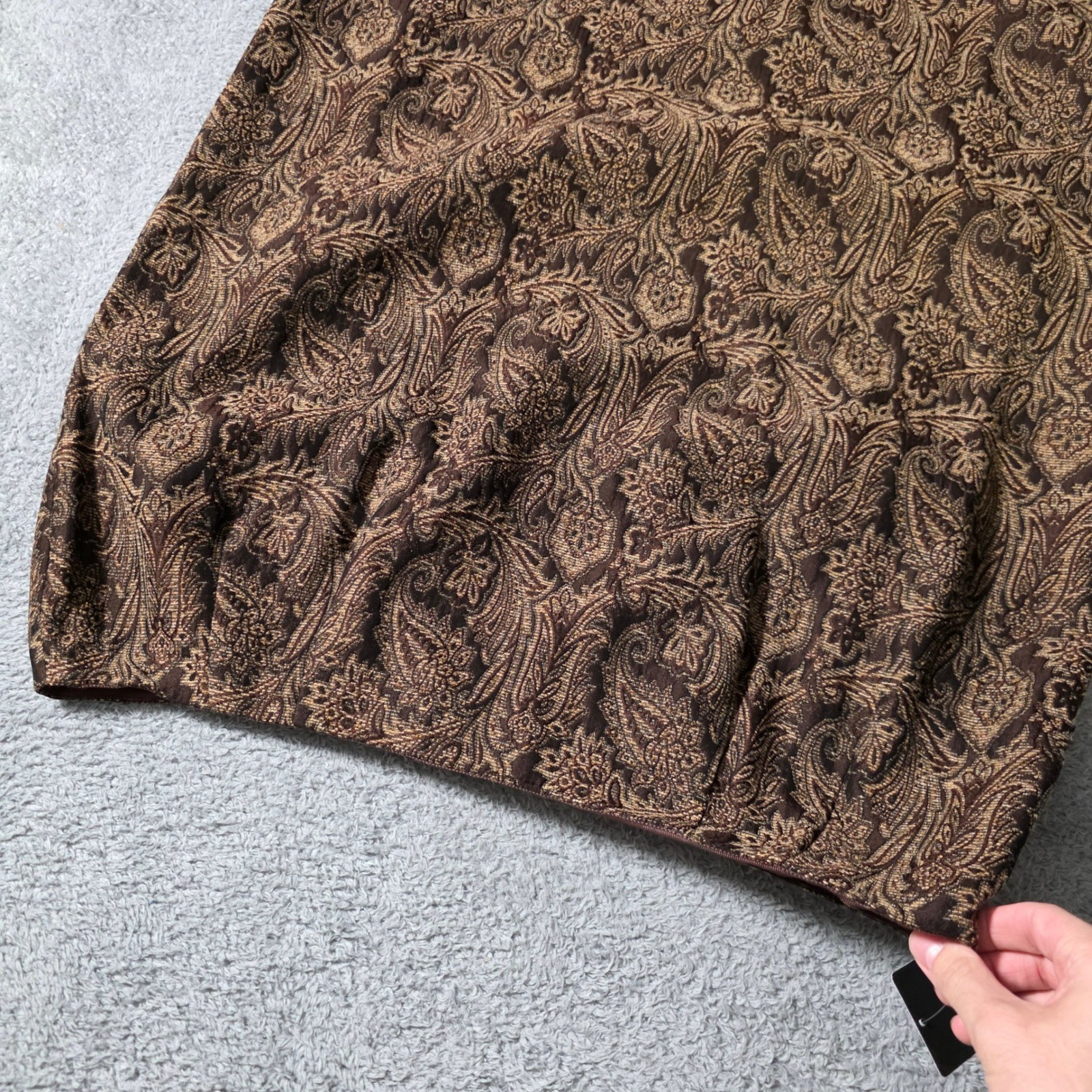 Dana Buchman Women 22 Maxi Skirt Brown Paisley Wool Silk Blend DBLU4400 New