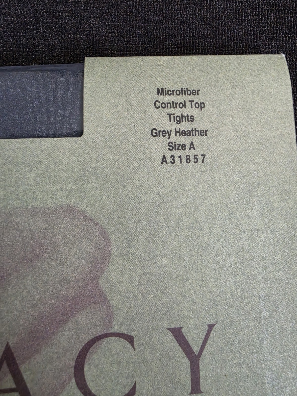 2 Legacy Legware Microfiber Control Top Tights Size A Grey Heather Navy A31857