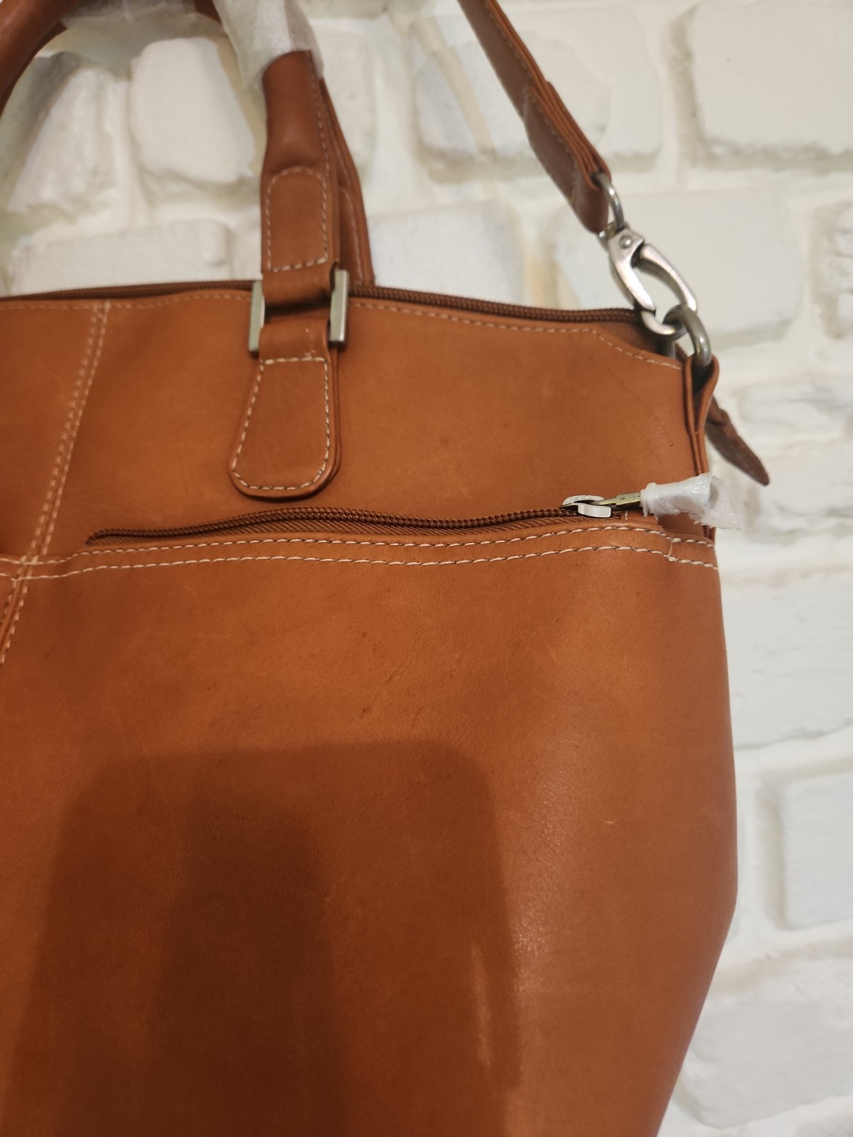 Le Donne All Leather Rich Tan Shoulder Top Handle Satchel Purse