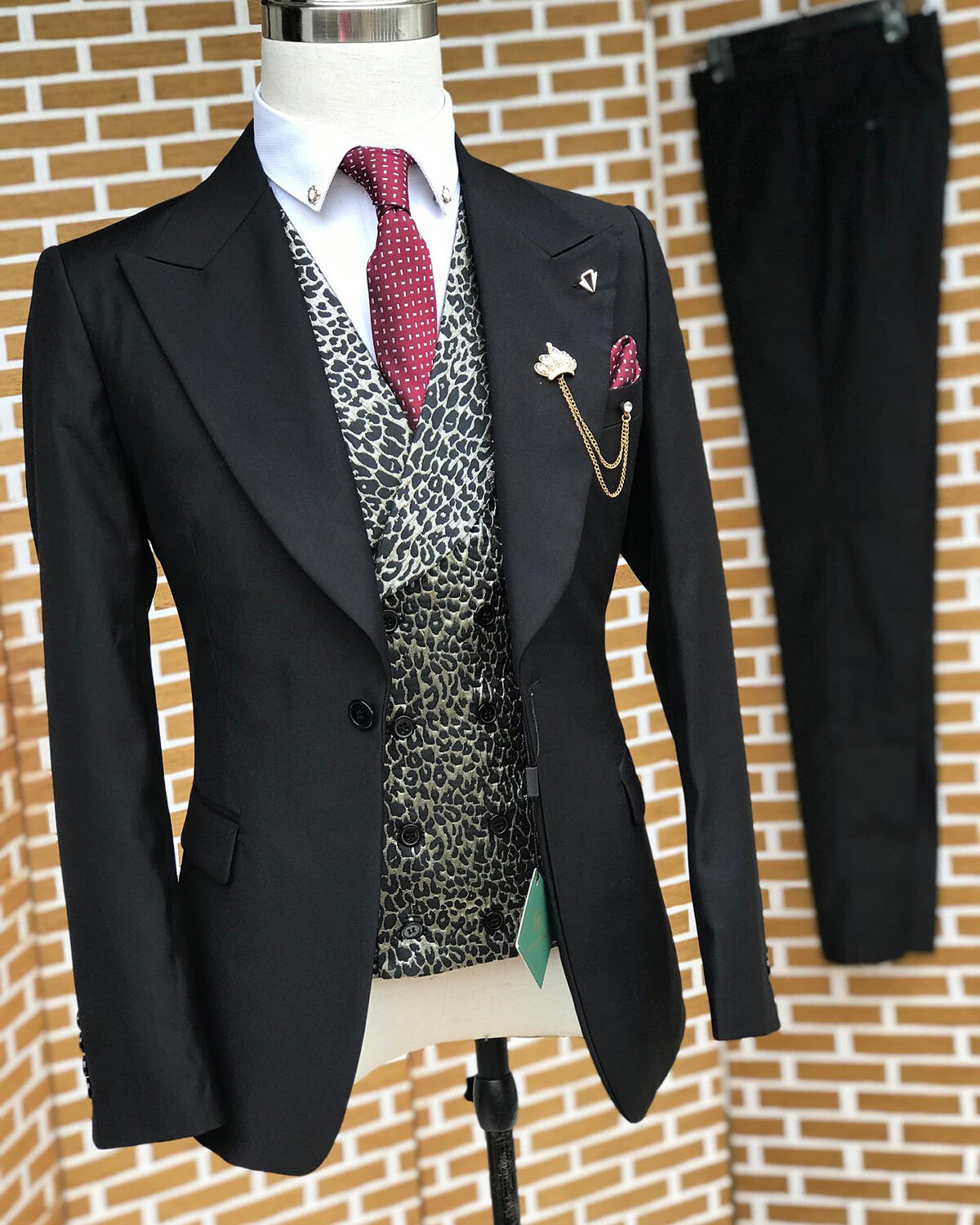 Business Men Suits Jacket Pants Slim Fit Notch Lapel Single Breasted Formal Prom