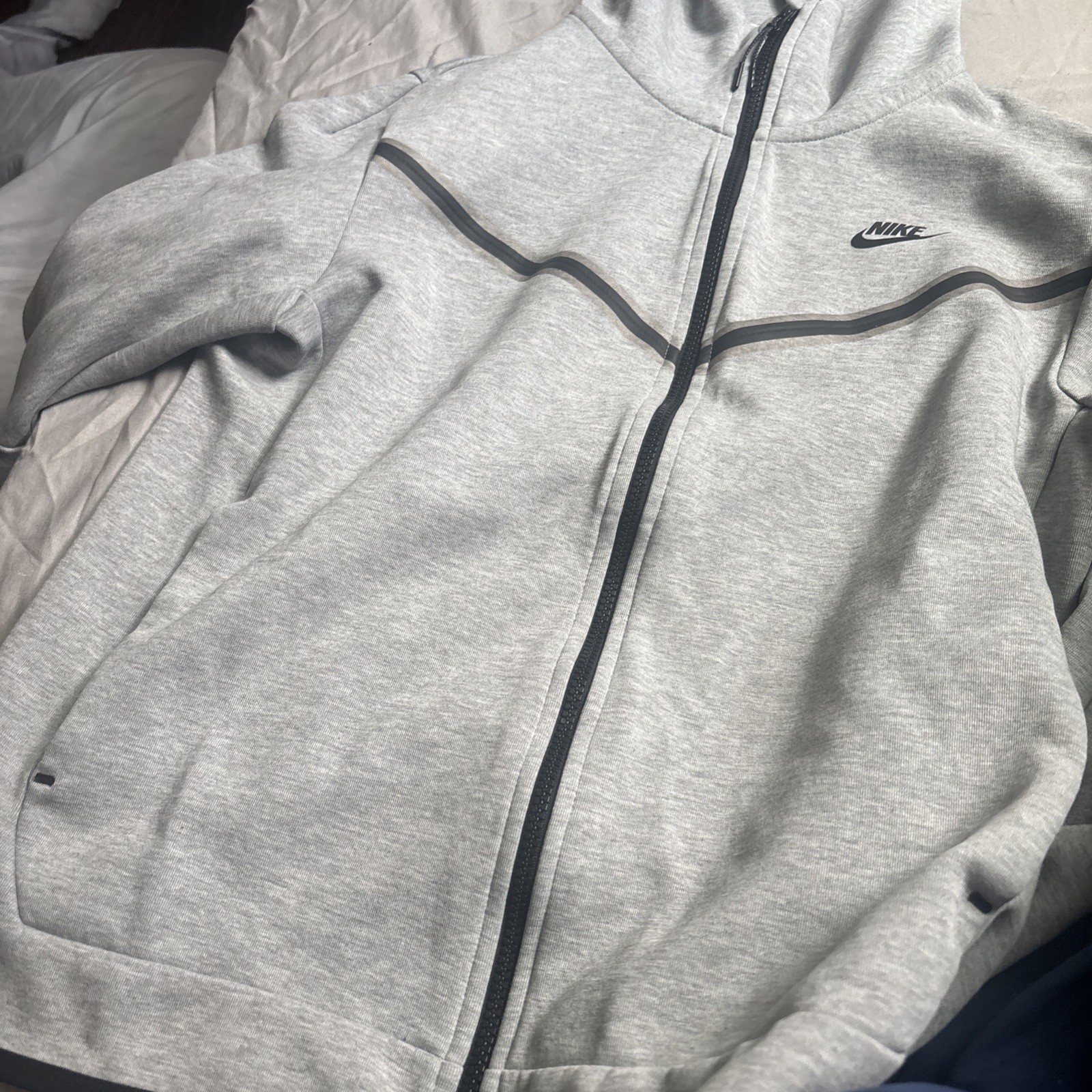 Nike Men’s Tech Windrunner Fleece Full Zip Hooded Jacket Size M Grey CU4489-063