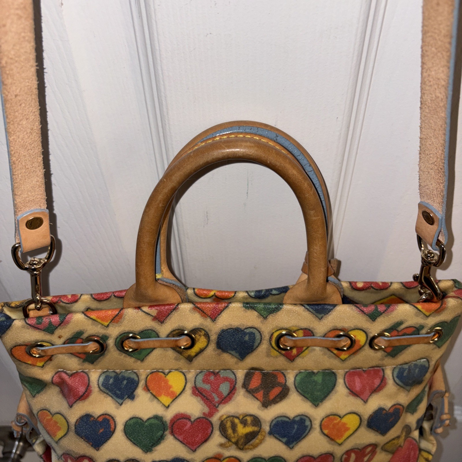 Dooney & Bourke Multi-Colored Rainbow Doodle Heart Vintage Handbag