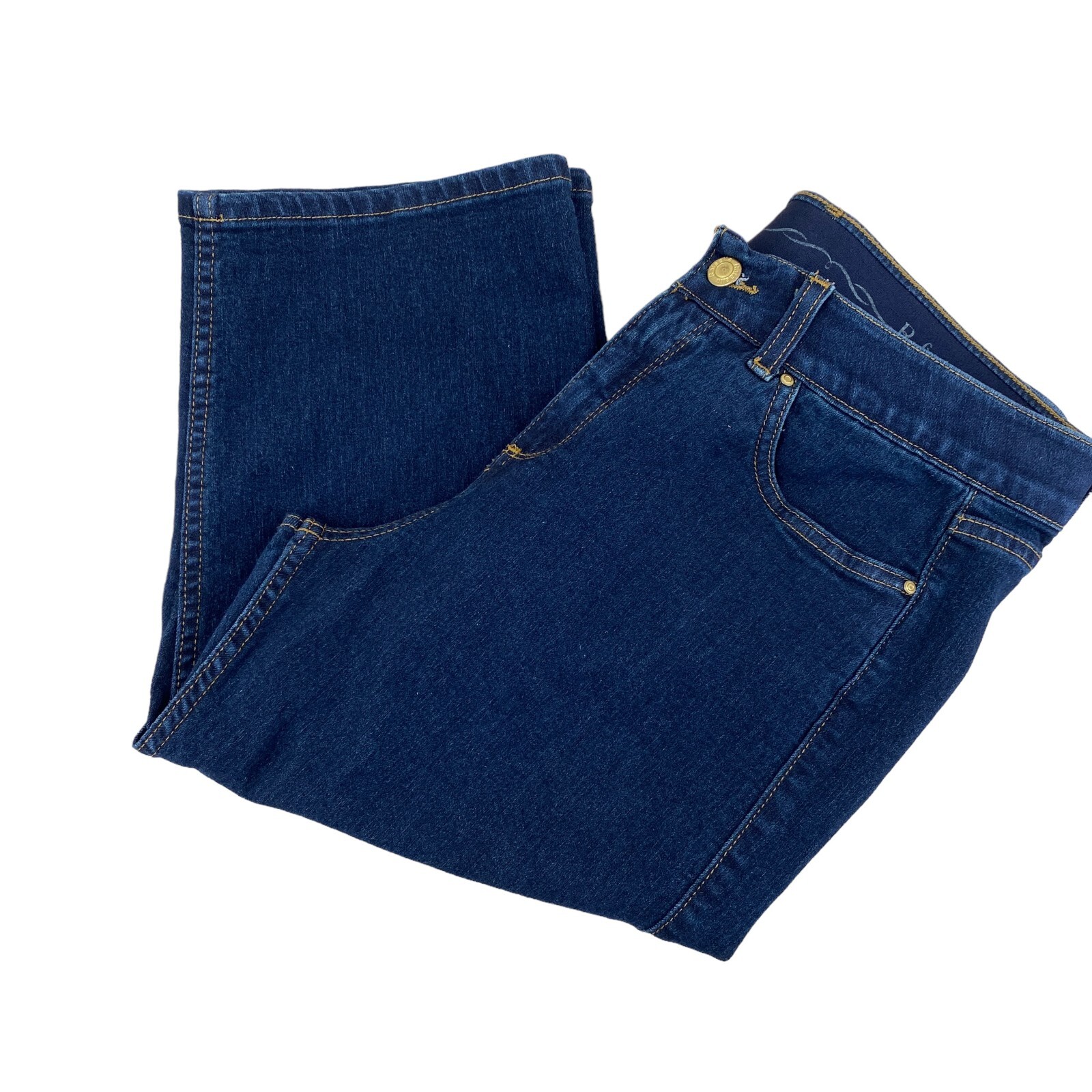 Rafaella Womens Capri Jeans Blue Denim Size 12 Stretchy Zipper Button Closure
