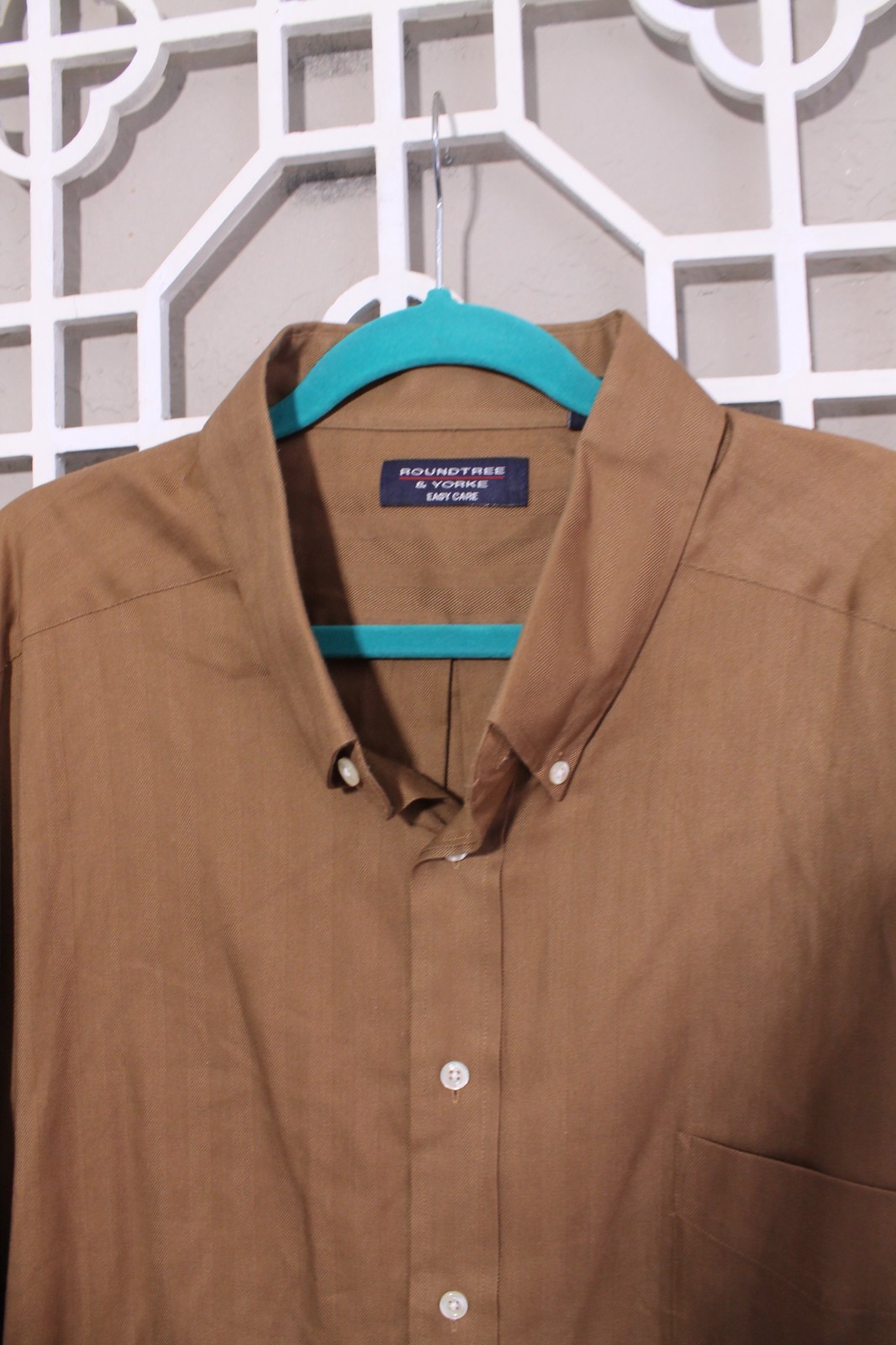 Roundtree & Yorke Button Up Shirt Mens 4X Brown Casual Preppy Oxford Pocket Men