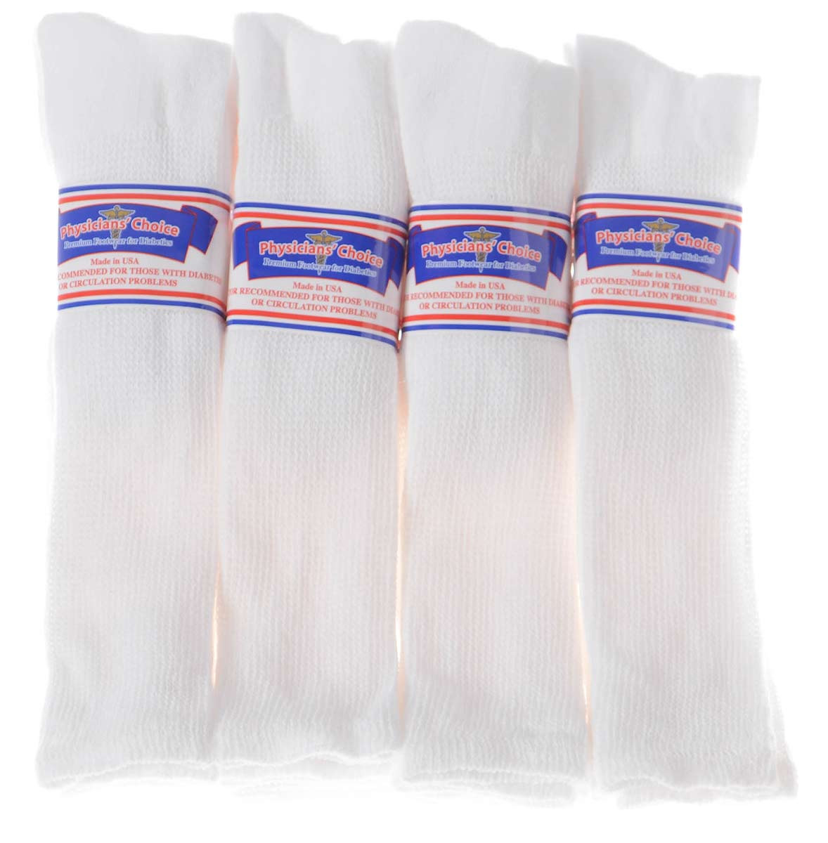 12 PAIR BIG MEN WHITE PHYSICIAN’S CHOICE OVER THE CALF DIABETIC CREW SOCKS 13-15
