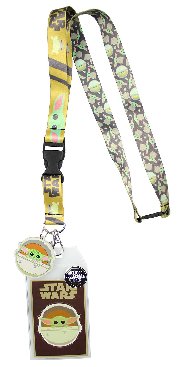 Star Wars The Mandalorian The Child Lanyard ID Holder with Rubber Charm and