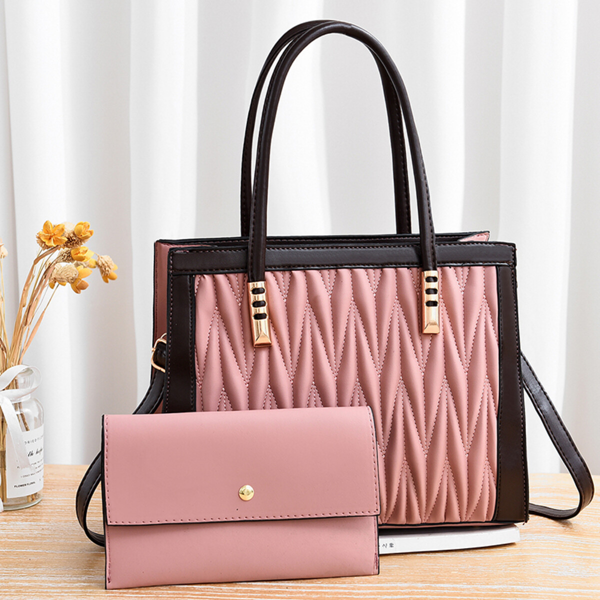 Womens Leather Handbag Set Shoulder Bag Crossbody Satchel Messenger Tote Purse