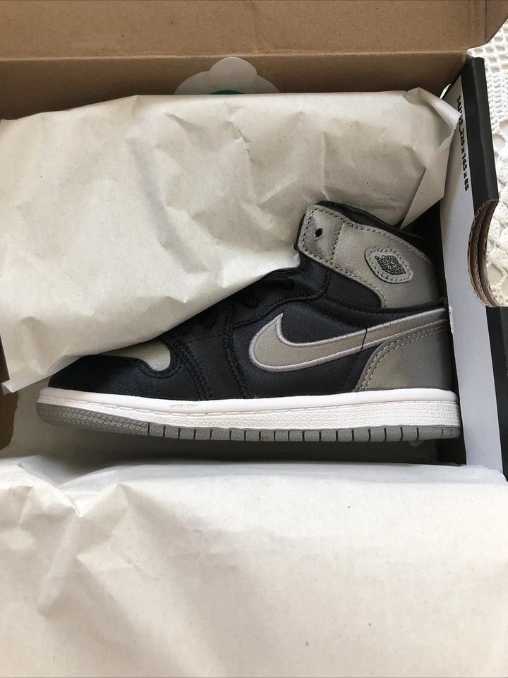 Nike Jordan 1 Retro High OG Satin Shadow Baby Size 5C FD5305 010 Black /Grey NEW