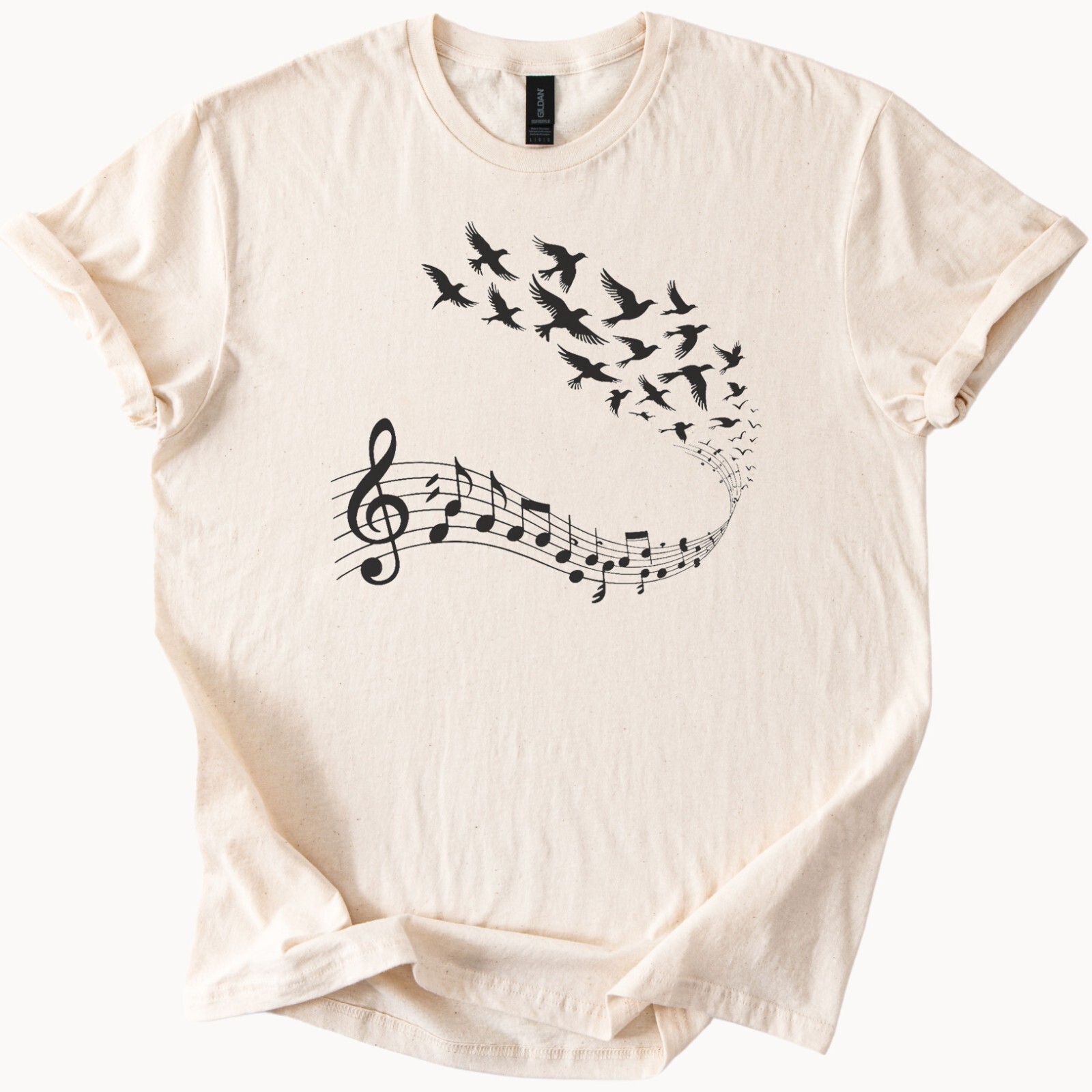 Bird Song Music Notes T Shirt Graphic Tee