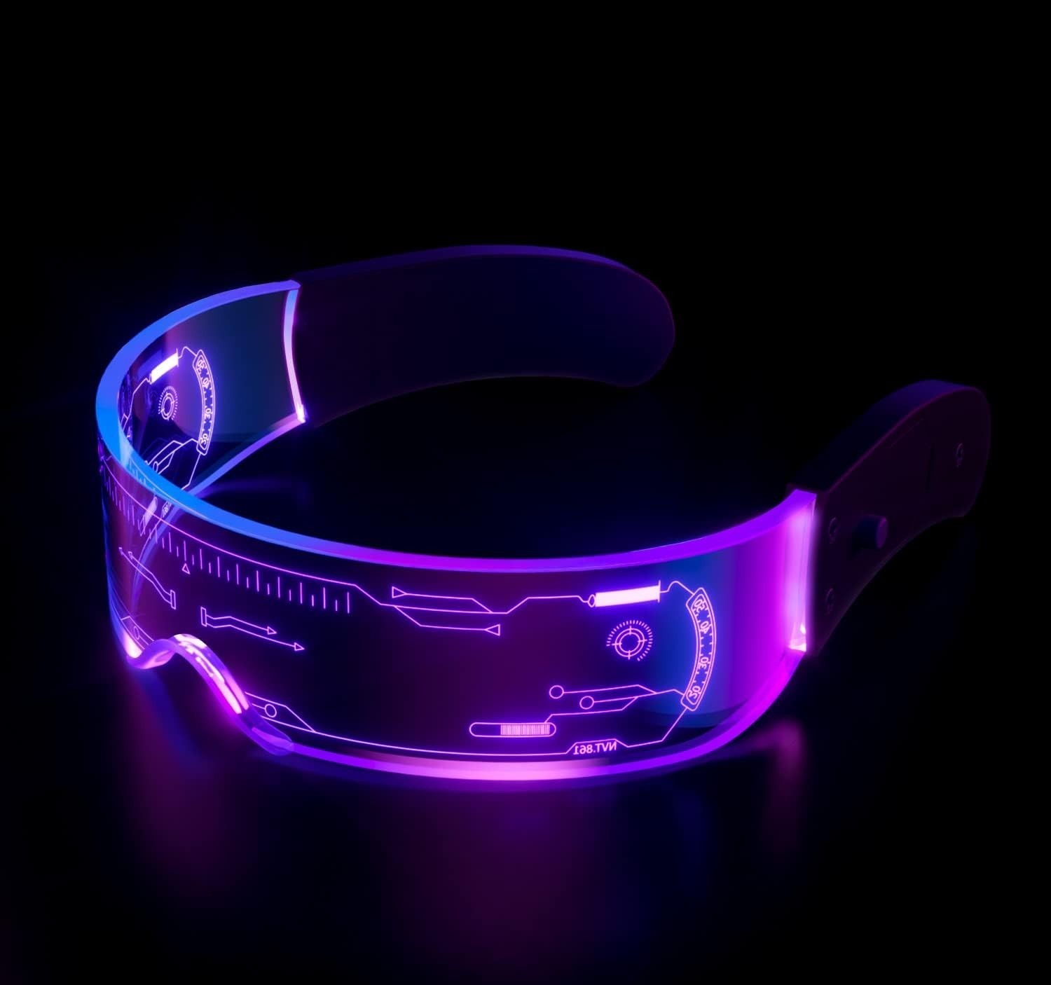 NIUCOO LED Visor Light Up Glasses – 7 Colors, 4 Modes – Futuristic Goggles
