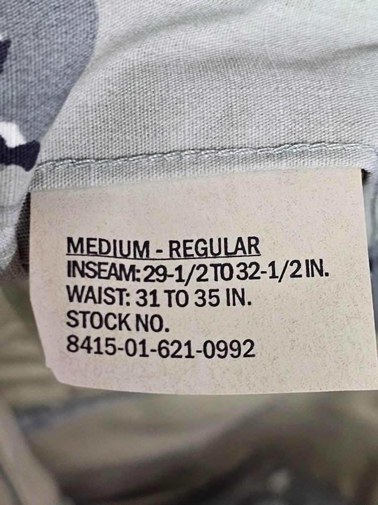 Afghan Border Police Grey Chocolate Chip Camo Pants Rip-Stop Size Medium 31-35W