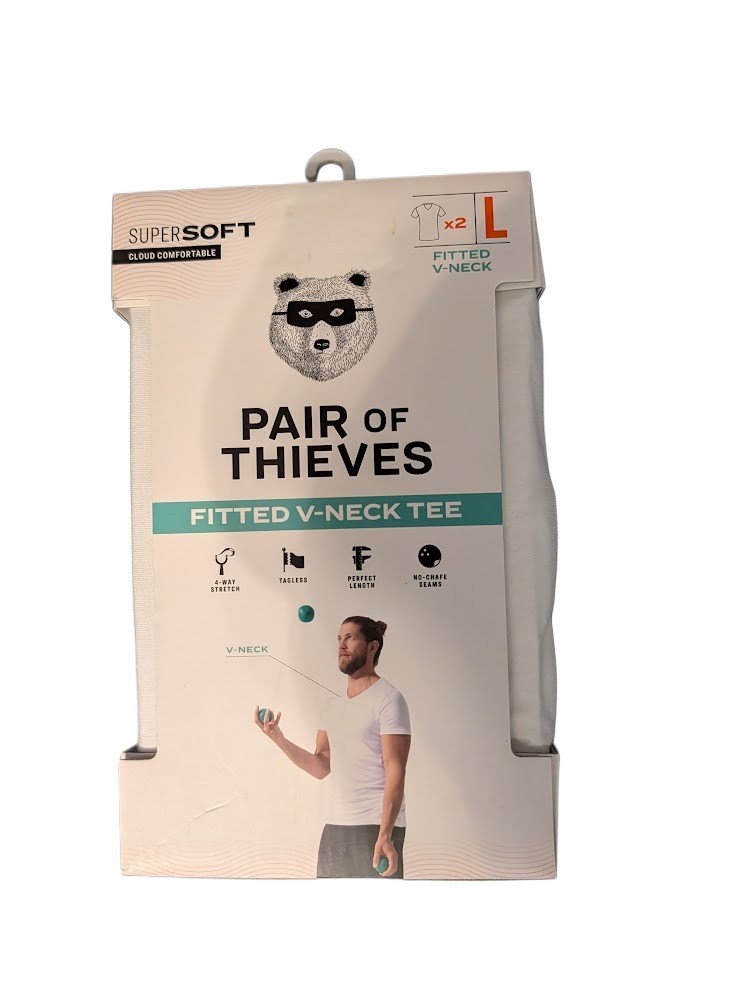 Pair of Thieves Men’s SuperSoft 2-Pack V-Neck Undershirts – White