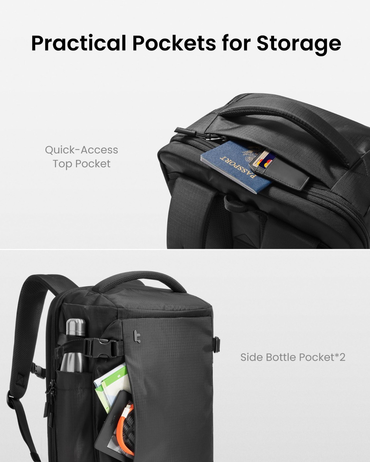 40L Travel Backpack, TSA Approved Carry-On, Water-Resistant Lightweight Rucksack