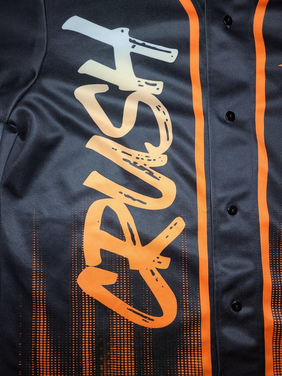 Illusive Apparel Custom Baseball Jersey Black Orange Cali Mesa Crush Livvy 4 AXL