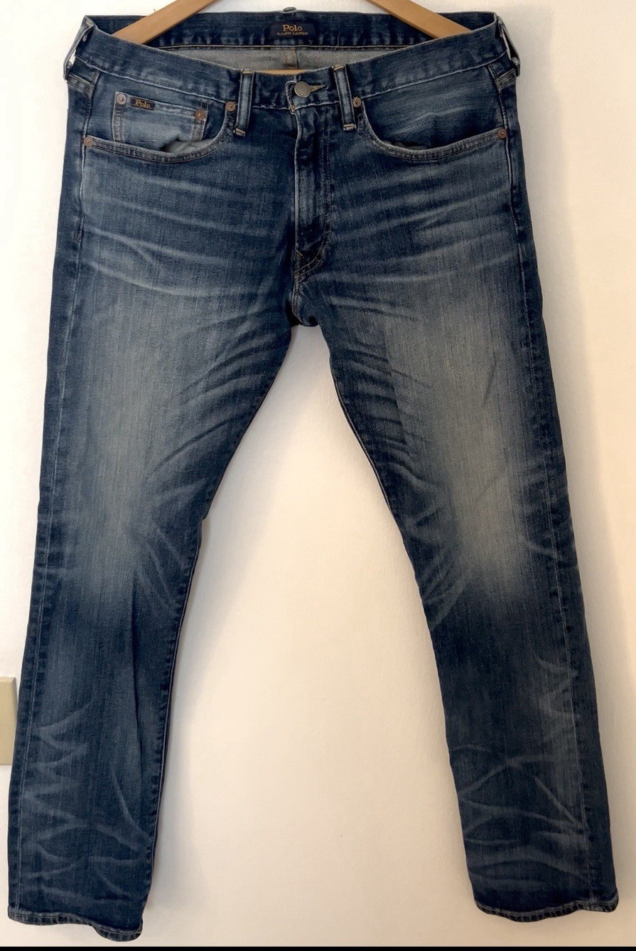 Polo Ralph Lauren Men’s Varick Slim Straight Blue Medium Wash Denim Jeans 32