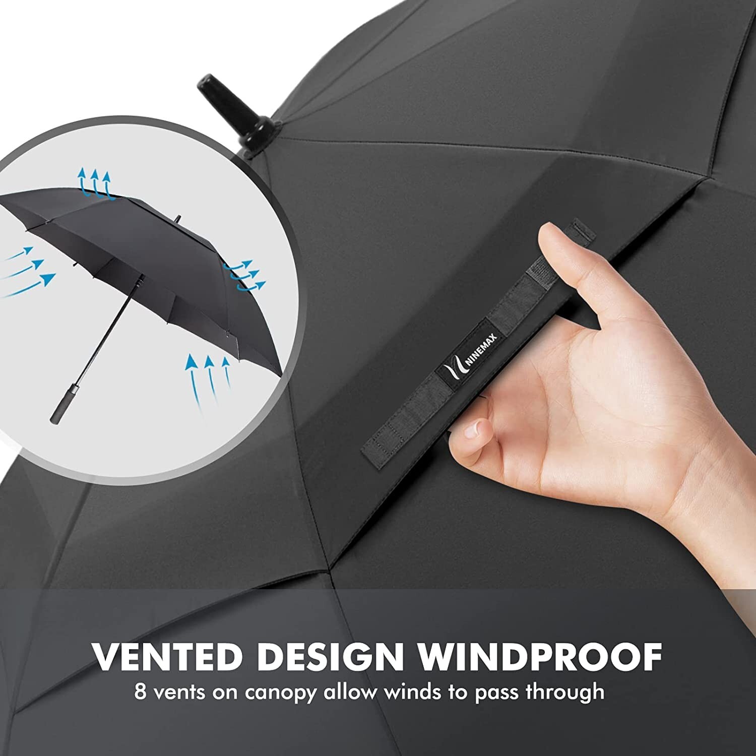 54/62/68 Inch Extra Large Oversized Golf Umbrella Heavy Duty Big Long Umbrella