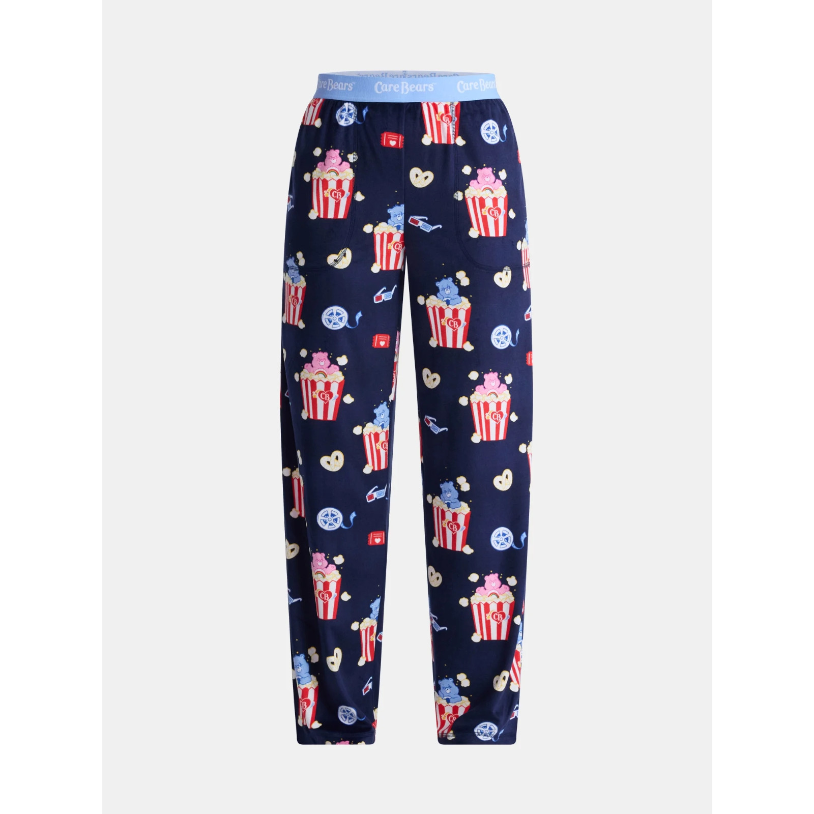 Care Bears Women’s Sleep Velour Pants With Pockets Navy Blue Popcorn U pick NEW